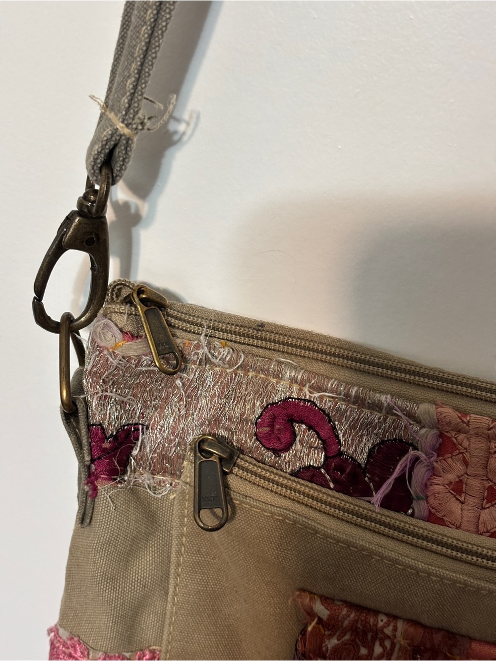 Vintage Addiction Recycled Military Tent Patchwork Crossbody Bag Boho - Picture 6 of 16